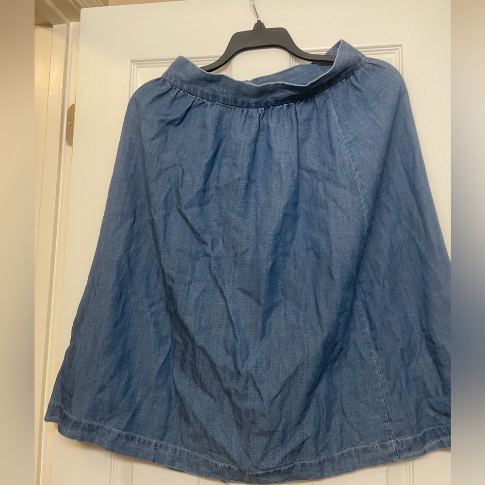 Loft chambray button down denim skirt